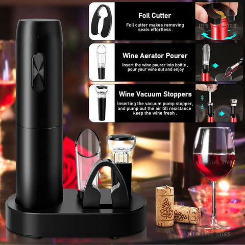 PourEase Electric Wine Opener Set