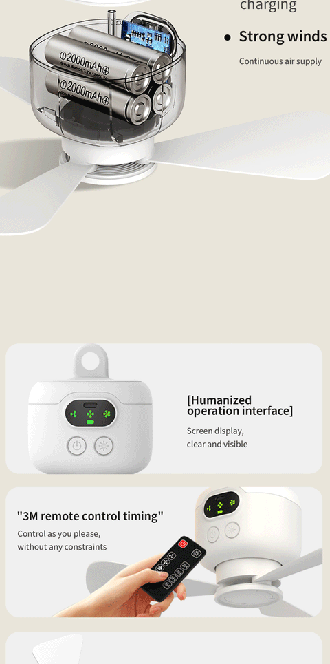 Rechargeable Camping Ceiling Fan Light