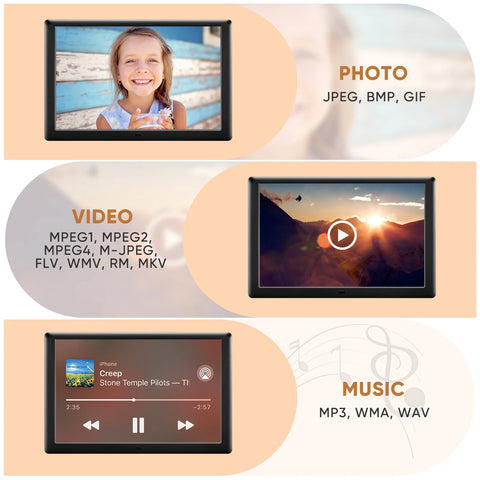 10-Inch Digital Photo Frame with IPS Display – HD Electronic Picture Frame with Photo Slideshow, Video & Music Player, Calendar, Alarm Clock, USB/SD Card Support & Remote Control