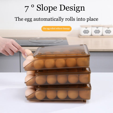 Self-Rolling Egg Storage Box