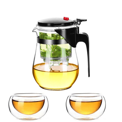 Crystal Clear Brew: Heat-Resistant Glass Teapot Set