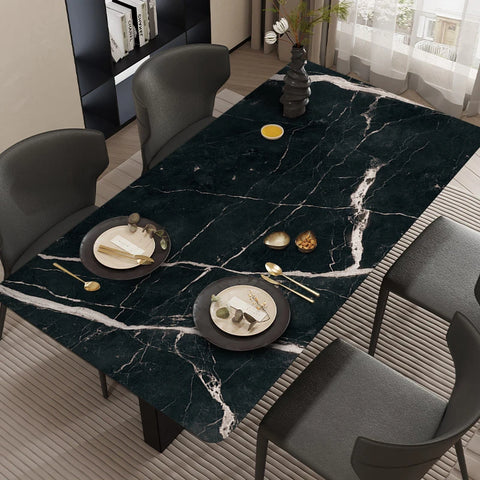 Pristine Snow Marble: Premium PVC Leather Dining Table Mats