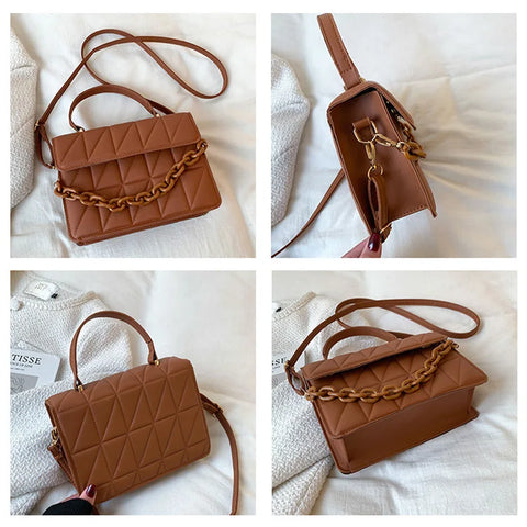 Chic Checkmate: Chain-Embellished Crossbody