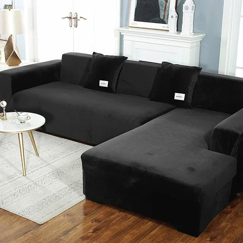 Black Velvet Sofa Seat Cushion Cover