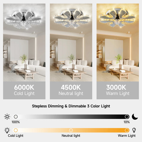 Luxora Beam Luxury Crystal Ceiling Fan