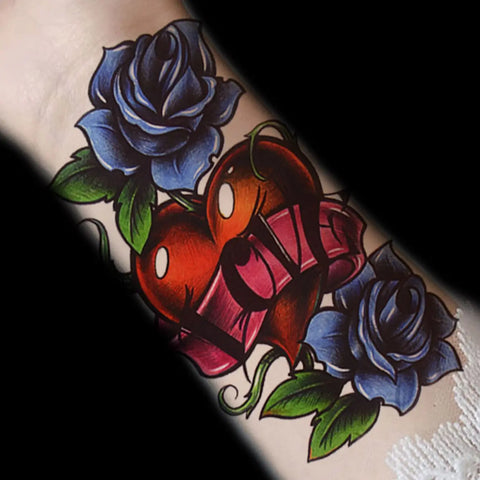 Blue Rose Blossom Tattoo Sticker