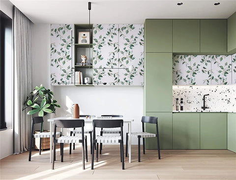 Vinyl Green Leaf Peel and Stick Wallpaper