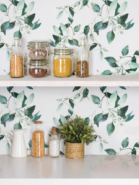 Vinyl Green Leaf Peel and Stick Wallpaper