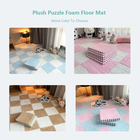 10PCS Plush Puzzle Floor Mat