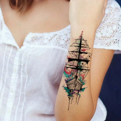 Ship Temporary Tattoo Sticker