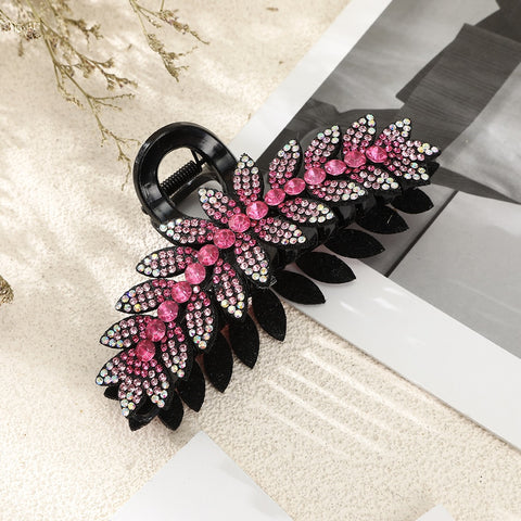 Rhinestone Leave heart Hair Claw