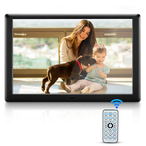 10-Inch Digital Photo Frame with IPS Display – HD Electronic Picture Frame with Photo Slideshow, Video & Music Player, Calendar, Alarm Clock, USB/SD Card Support & Remote Control