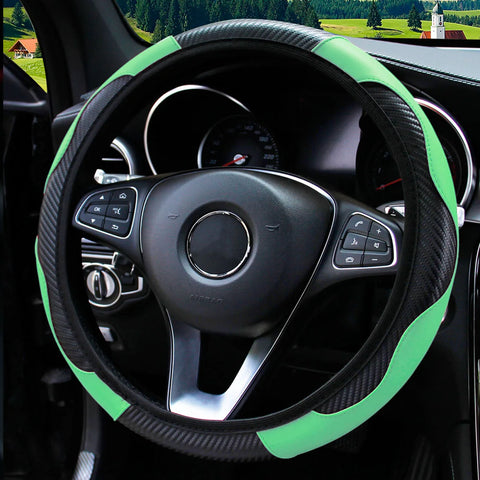 PU Carbon Fiber Leather Car Steering Wheel Cover