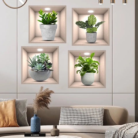4PCS Potted Plant Wall Sticker