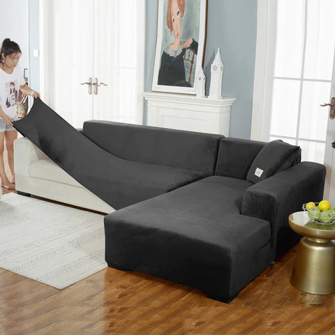 Black Velvet Sofa Seat Cushion Cover
