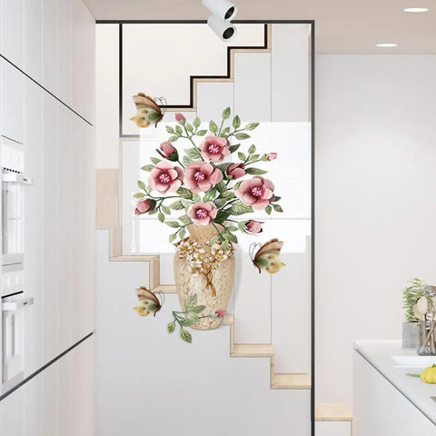 3d Flower Vase Wall Sticker