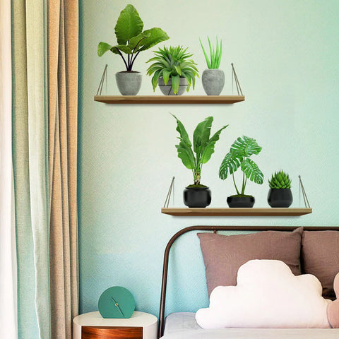 Green Plant Pot Rack Wall Stickers