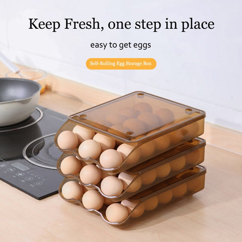 Self-Rolling Egg Storage Box