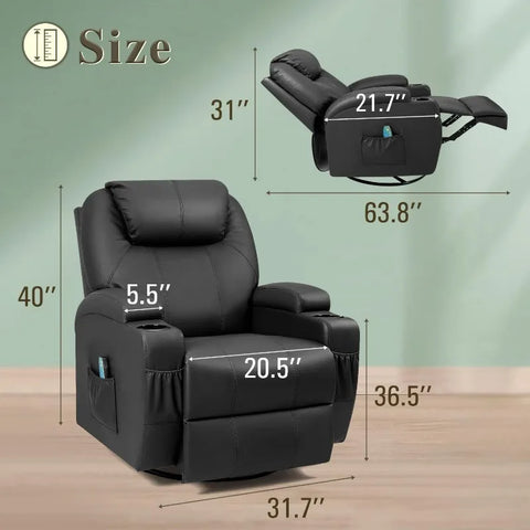 Rocking Recliner Sofa Chair with Massage and Heating