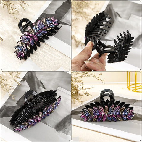 Rhinestone Leave heart Hair Claw