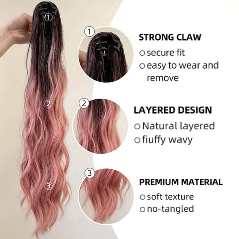 22Inch Long Ombre Pony Tail Clip