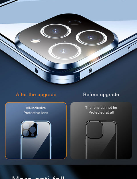 360 Full Lens Protection Metal Magnetic Phone Protector with Snap Lock