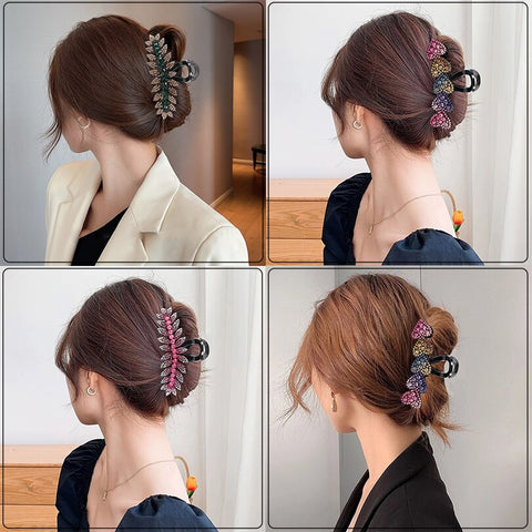 Rhinestone Leave heart Hair Claw