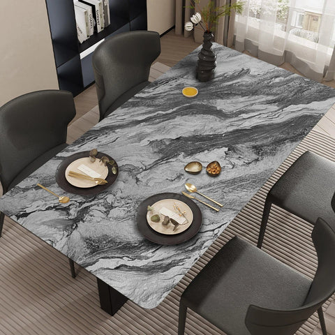 Pristine Snow Marble: Premium PVC Leather Dining Table Mats