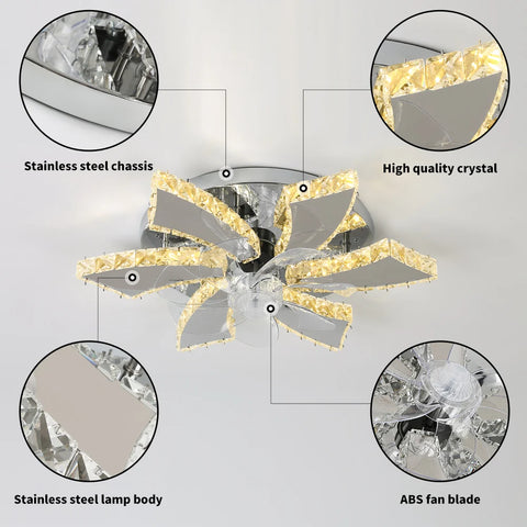 Luxora Beam Luxury Crystal Ceiling Fan