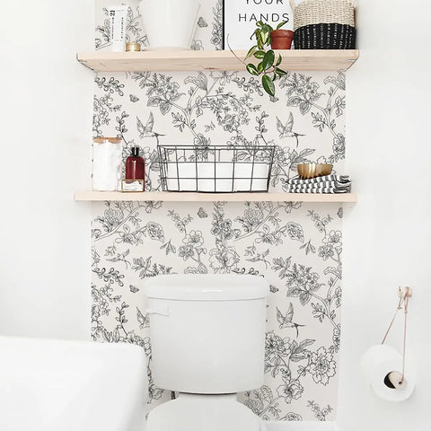 Monochrome Floral Wallpaper"