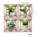 4PCS Potted Plant Wall Sticker