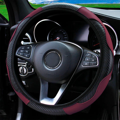 PU Carbon Fiber Leather Car Steering Wheel Cover