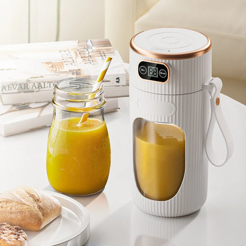 Portable Blender 400ML with LED Digital Display, USB Rechargeable 10-Blade Personal Smoothie Maker, Electric Juicer Cup for Smoothies, Protein Shakes, Milkshakes & Fresh Juice
