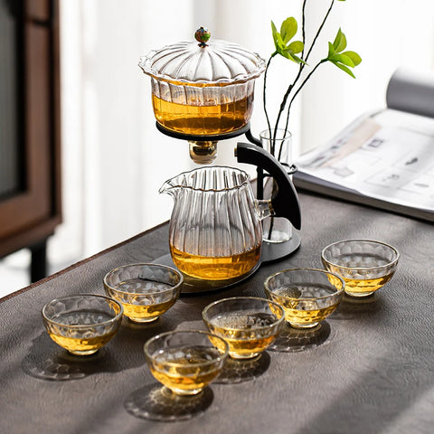 Blooming Brewscape: Creative Glass Teapot Set