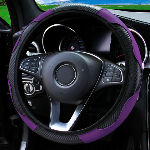 PU Carbon Fiber Leather Car Steering Wheel Cover