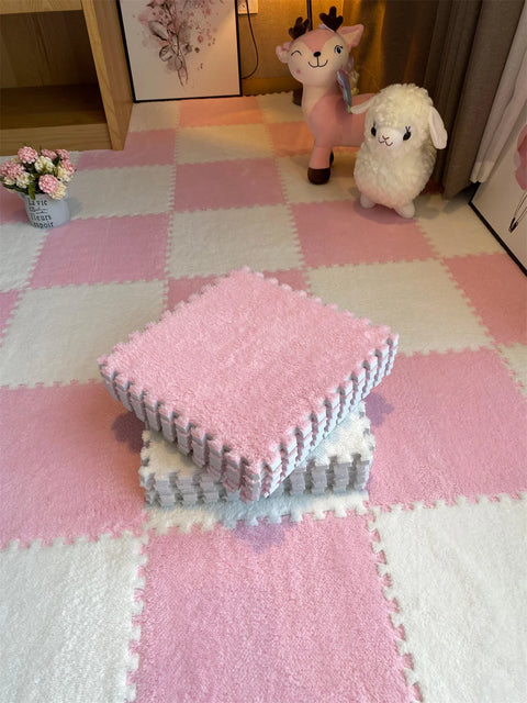 10PCS Soft Plush DIY Puzzle Floor Mat