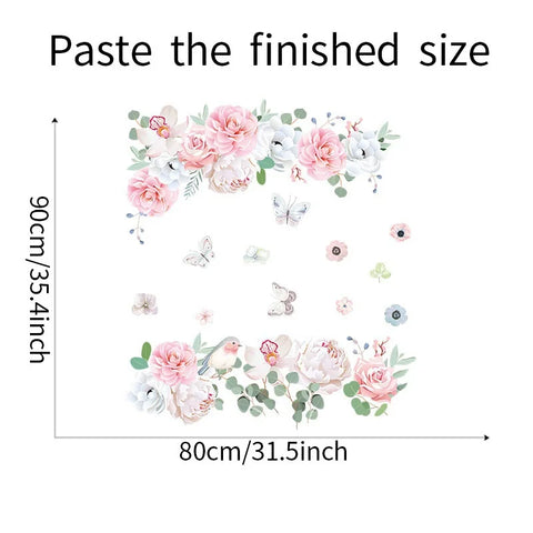 Pink Peony Flowers Wall Stickers