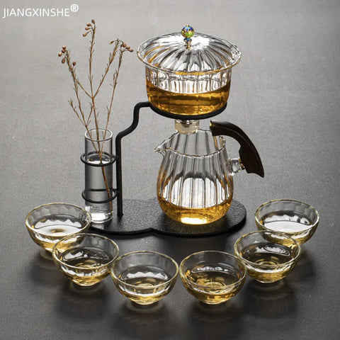 Blooming Brewscape: Creative Glass Teapot Set