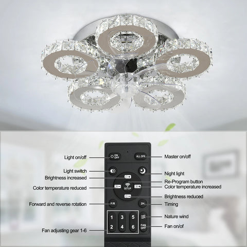 Luxora Beam Luxury Crystal Ceiling Fan