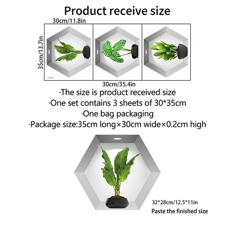 3PCS/Set 3D Plant Wall Stickers