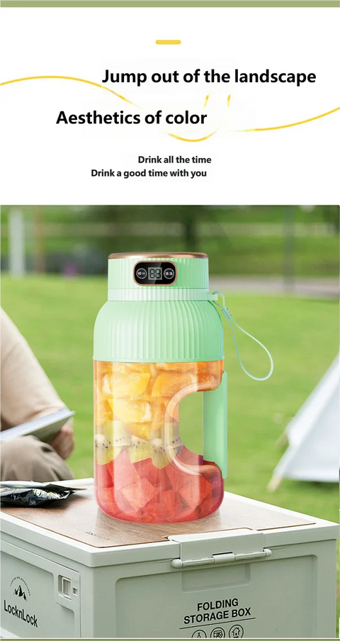1200ML Portable Blender Bottle, USB Rechargeable Personal Smoothie Maker with 4 Stainless Steel Blades, Wireless Fruit Juicer Cup for Shakes, Smoothies & Protein Drinks