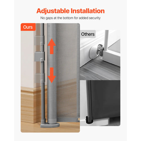140cm/180cm/280cm Retractable Baby & Pet Safety Gate – 87cm Tall Extendable Mesh Barrier for Stairs, Doorways & Hallways