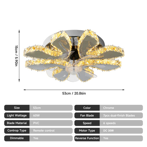 Luxora Beam Luxury Crystal Ceiling Fan
