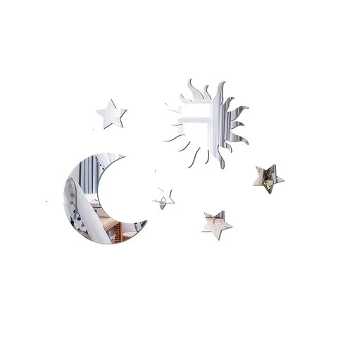 6PCS Star & Moon Mirror Wall Stickers