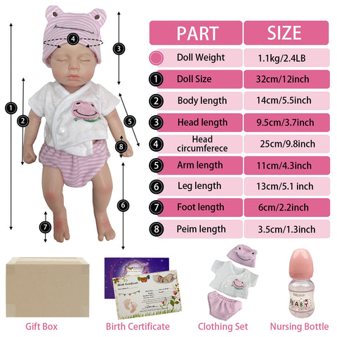 33cm 13inch Full Body Soft Solid Silicone Baby Doll