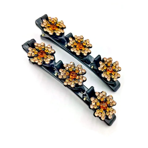 2PCS/Set Rhinestone Flowers Hair Clip