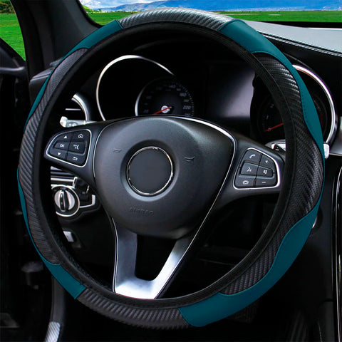 PU Carbon Fiber Leather Car Steering Wheel Cover
