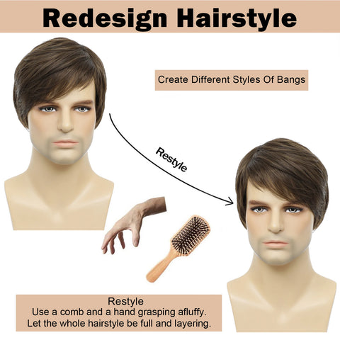 Straight Hair Men Wig