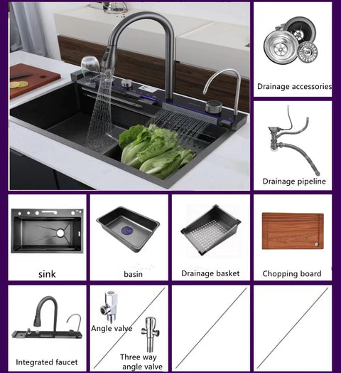 Smart Digital Waterfall Kitchen Sink