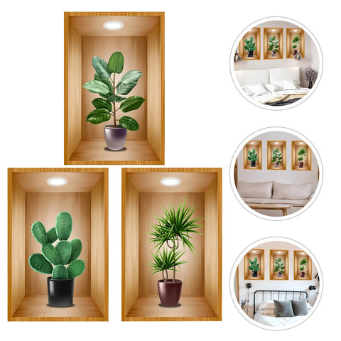 3Pcs Plants Wall Stickers